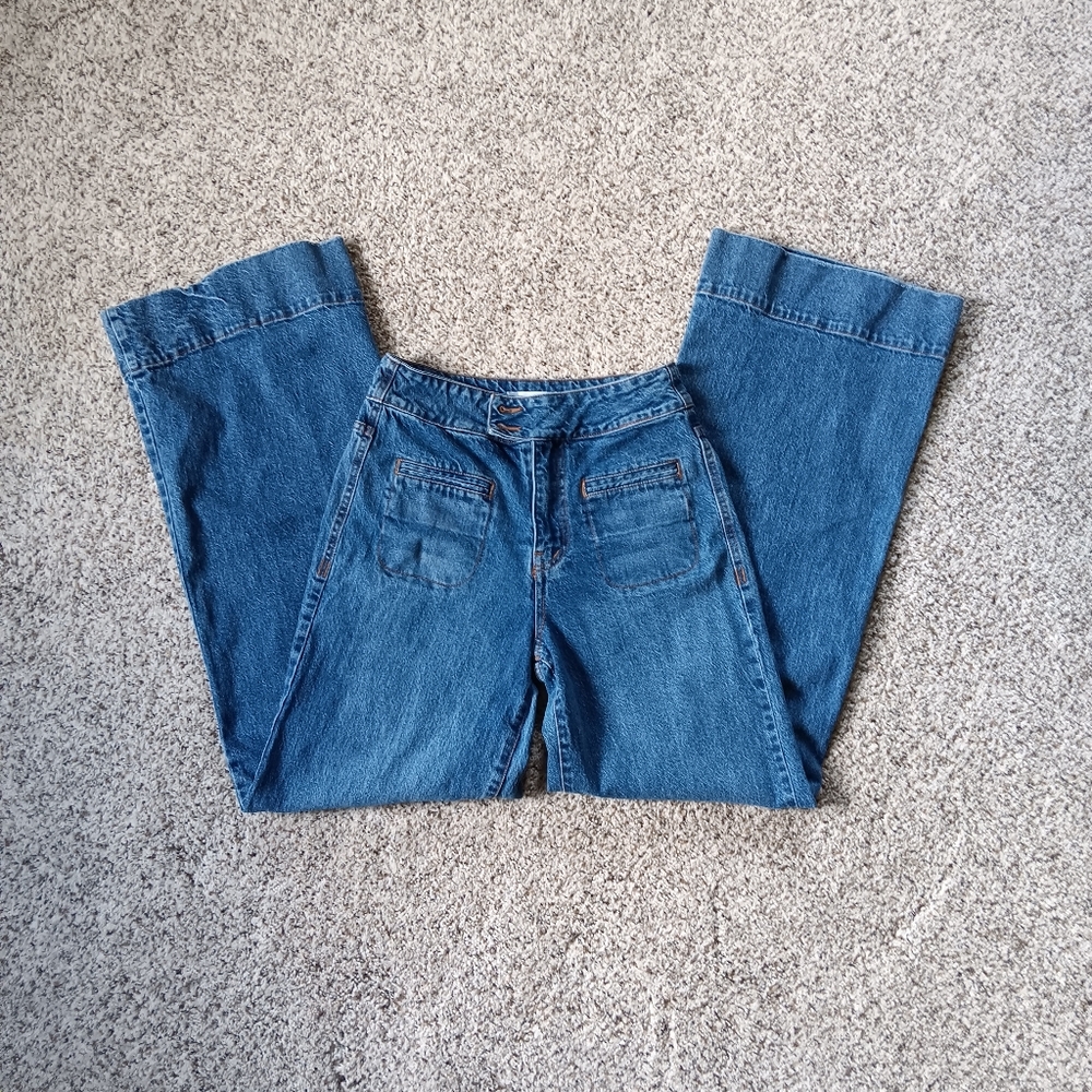 Habitual Shay Patch Pocket Wide Leg High Rise Jeans 2/26 Small Boho Festival